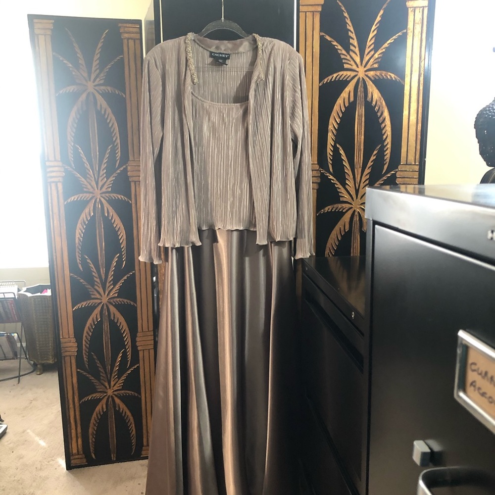 Cachet Fawn Two Piece Evening Gown-Size 18.